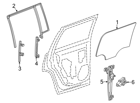 2017 Cadillac Escalade Rear Door - Glass & Hardware Diagram