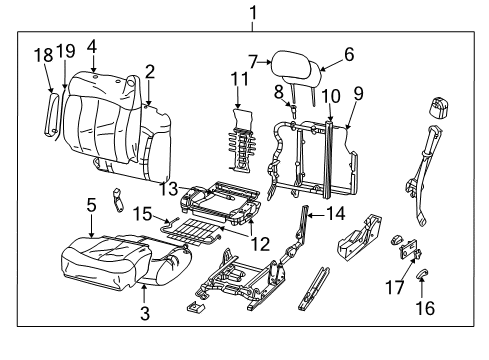 2002 GMC Yukon Front Seat Components Diagram
