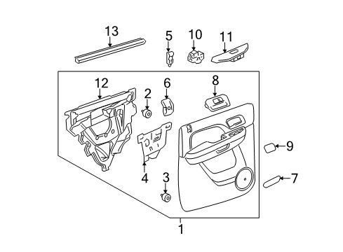 2008 GMC Sierra 1500 Handle, Inside, Driver Side Diagram for 22855643