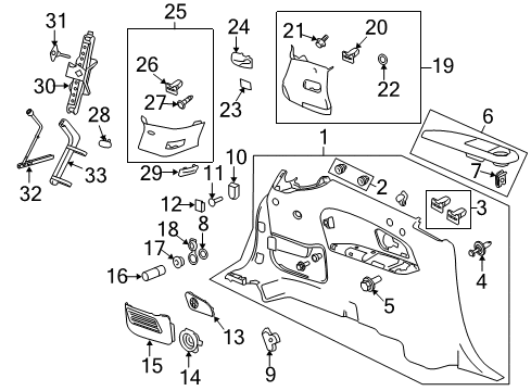 2012 Chevy Traverse Quarter Panels Interior Trim, Jack & Components Diagram