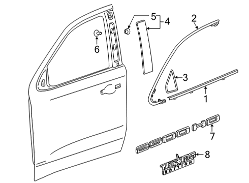 2021 Chevy Silverado 3500 HD Exterior Trim - Front Door Diagram