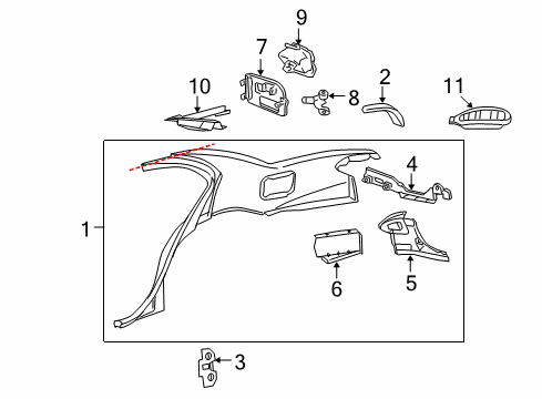 2002 Chevy Cavalier Quarter Panel & Components Diagram