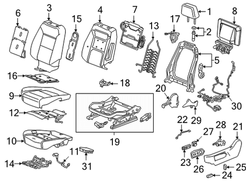 2021 GMC Yukon Driver Seat Components Diagram