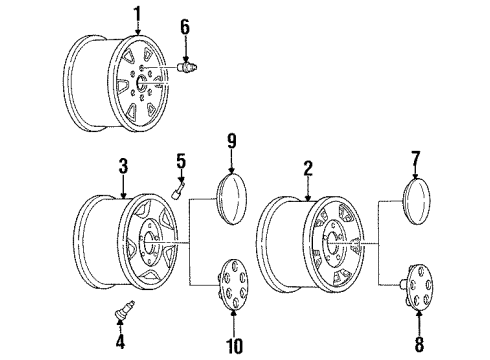 1993 Chevy K3500 Hub Cap Diagram for 15650049