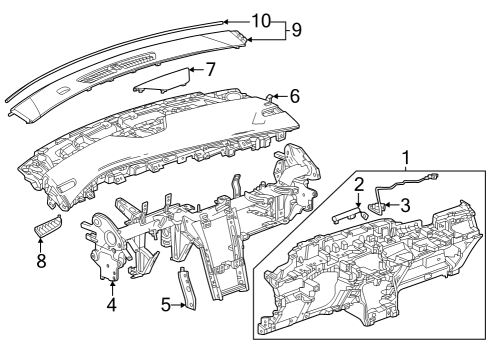 2024 Cadillac XT4 Cluster & Switches, Instrument Panel Diagram
