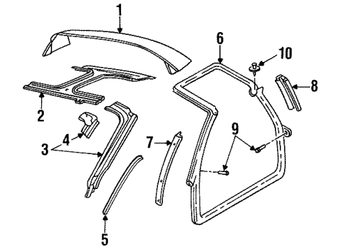 1998 Pontiac Firebird Roof & Components, Exterior Trim Diagram