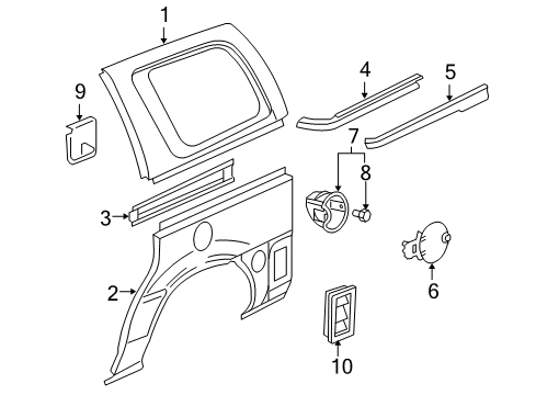 2005 Pontiac Montana Side Panel & Components Diagram