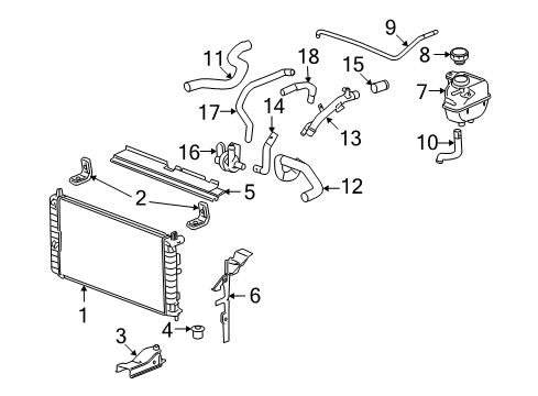 2010 Chevy Malibu Radiator & Components Diagram