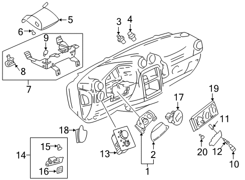 2005 Pontiac Aztek Cluster & Switches, Instrument Panel Diagram