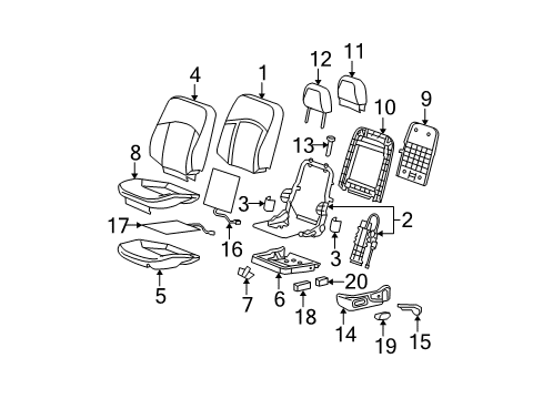 2007 Buick LaCrosse Driver Seat Components Diagram