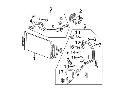 2006 Pontiac Grand Prix A/C Condenser, Compressor & Lines Diagram