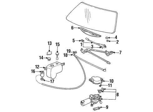 1997 Cadillac DeVille Wiper & Washer Components Diagram