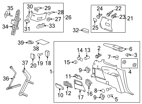 2011 Buick Enclave Quarter Panels Interior Trim, Jack & Components Diagram