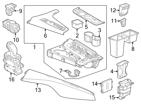 2023 Cadillac Escalade ESV Center Console Diagram