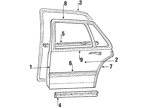 1987 Pontiac Bonneville Weatherstrip, Driver Side Diagram for 20742931