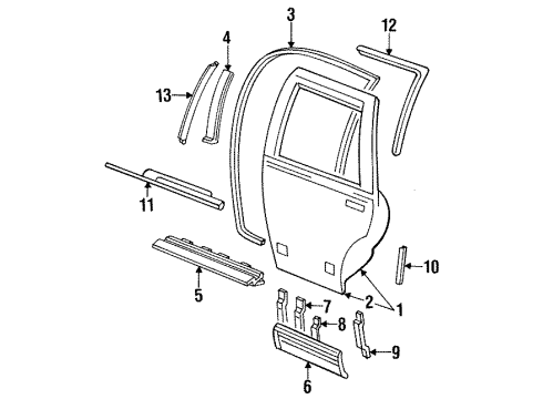 1995 Cadillac Fleetwood Window Regulator, Rear Passenger Side Diagram for 16627728