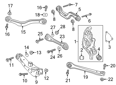2018 Buick Enclave Rear Suspension, Lower Control Arm, Ride Control, Stabilizer Bar, Suspension Components Diagram