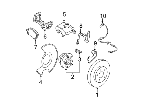 2010 Buick LaCrosse ABS Sensor, Front Diagram for 23483149