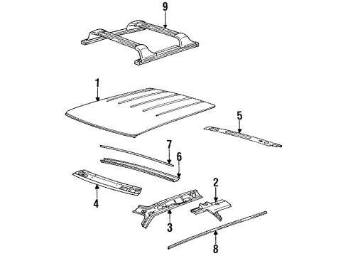 1994 Saturn SW1 Roof Bow Insulator Diagram for 21105582