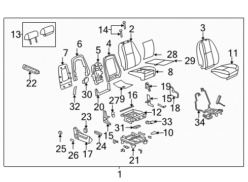 2007 Cadillac Escalade Front Seat Components Diagram