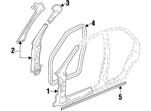 1999 Cadillac Catera Weatherstrip Diagram for 90563473