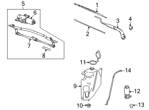 2007 Saturn Vue Windshield - Wiper & Washer Components Diagram 2 - Thumbnail