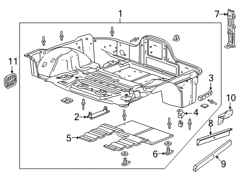 2017 Chevy Corvette Rear Floor & Rails Diagram