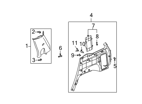 2007 Saturn Vue Interior Trim - Quarter Panels Diagram