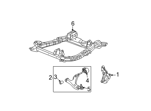 2007 Chevy Equinox Front Suspension, Lower Control Arm, Stabilizer Bar, Suspension Components Diagram
