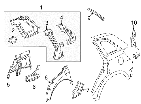 2012 Chevy Captiva Sport Inner Structure - Quarter Panel Diagram