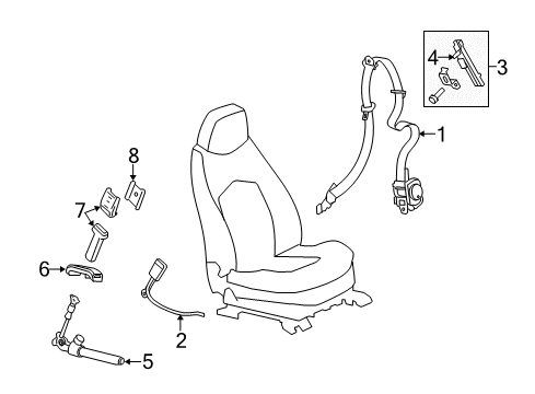 2011 Cadillac CTS Front Seat Belts Diagram
