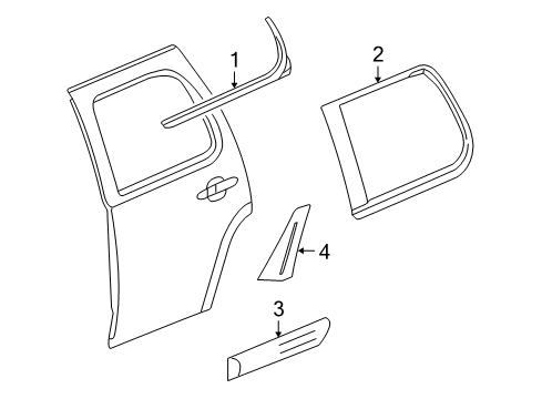 2012 GMC Yukon Exterior Trim - Rear Door Diagram