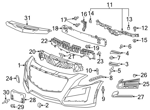 2016 Cadillac CTS Fender Nut Diagram for 11610544