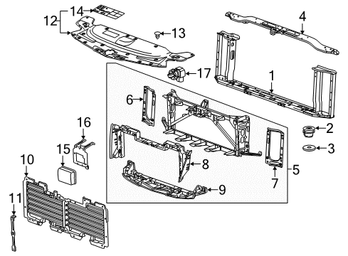 2017 Cadillac Escalade Radiator Support Diagram
