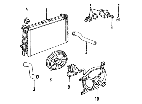 1997 Buick Riviera Cooling System, Radiator, Water Pump, Cooling Fan Diagram