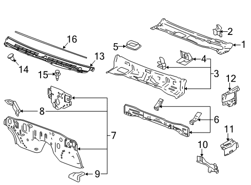 2012 GMC Canyon Cab Cowl Diagram 2 - Thumbnail