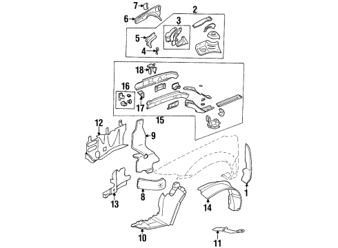 1999 Oldsmobile Cutlass Structural Components & Rails Diagram