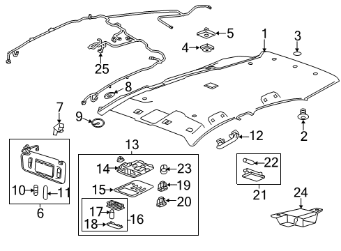 2022 Chevy Trax Interior Trim - Roof Diagram