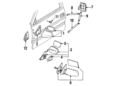 1997 GMC C2500 Suburban Outside Mirrors Diagram