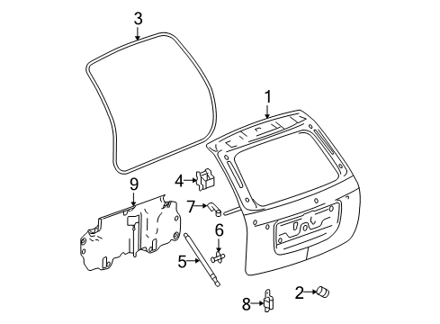 2007 Chevy Equinox Gate & Hardware Diagram