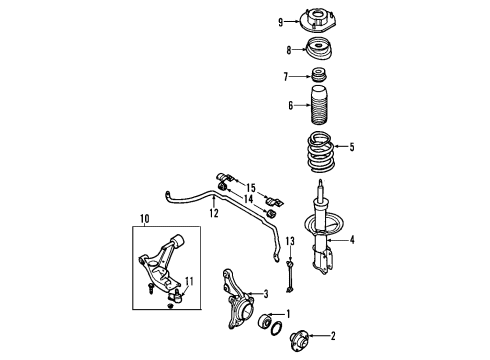 2006 Chevy Aveo Front Suspension Components, Lower Control Arm, Stabilizer Bar Diagram