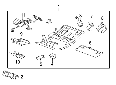 2012 GMC Sierra 2500 HD Overhead Console Diagram