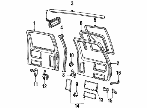 2000 GMC Yukon Back Door & Components, Glass & Hardware Diagram