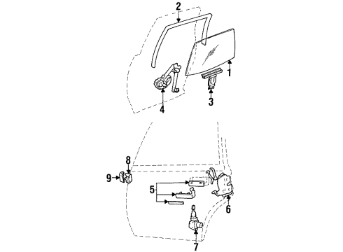 1990 Pontiac 6000 Rear Door - Glass & Hardware Diagram 2 - Thumbnail