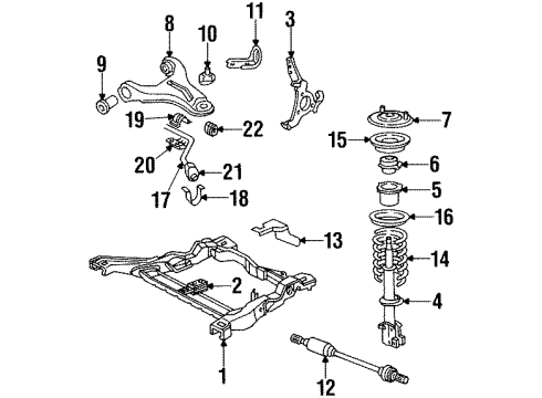 1985 Buick Skylark Front Suspension Components, Axle Shaft, Lower Control Arm, Stabilizer Bar Diagram