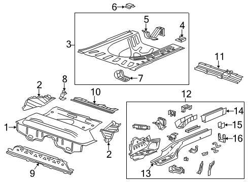 2014 Chevy Sonic Rear Body - Floor & Rails Diagram