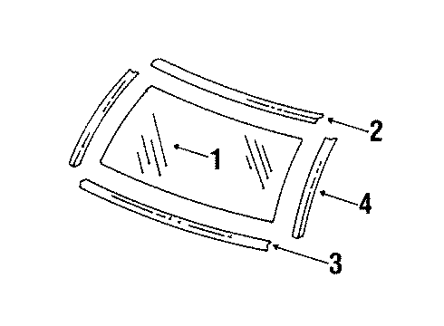 1990 Buick Electra Windshield Glass, Reveal Moldings Diagram