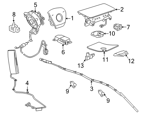 2011 GMC Sierra 1500 Air Bag Components Diagram