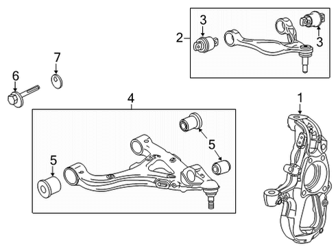 2021 Chevy Corvette Front Suspension, Lower Control Arm, Upper Control Arm, Ride Control, Stabilizer Bar, Suspension Components Diagram