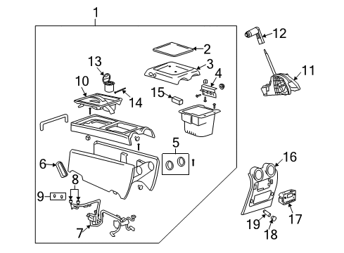 2003 Hummer H2 Console Assembly Diagram for 88986338